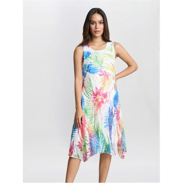 Gina Bacconi Eliza Sleevelss Asymmetric Hem Dress - Multi
