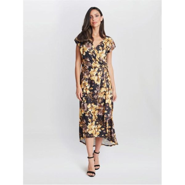 Gina Bacconi Remi Printed Maxi Dress - Black