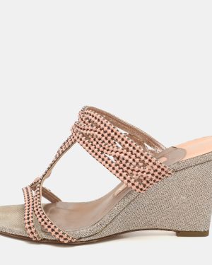 Gina Pink Beads Embellished Wedge Sandals Size 37.5