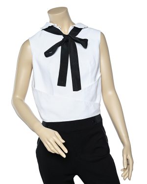 Giorgio Armani White Cotton Sleeveless Wrap Top M