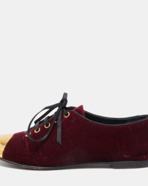 Giuseppe Zanotti Burgundy Velvet Lace Up Loafers Size 37