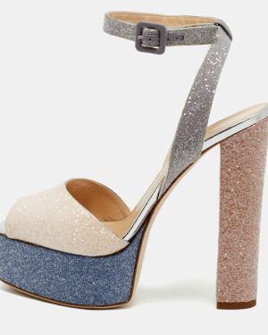 Giuseppe Zanotti Multicolor Glitter Lavinia Platform Sandals Size 40
