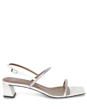 Giuseppe Zanotti White Jewel Heeled Sandals