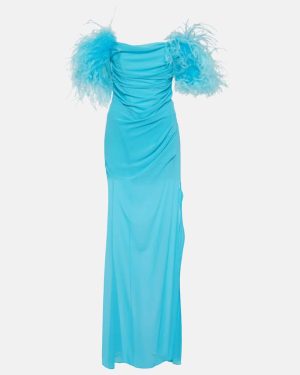 Giuseppe di Morabito Feather-trimmed georgette maxi dress