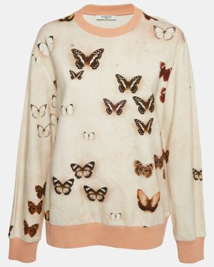 Givenchy Beige Butterfly Print Cotton Sweatshirt M