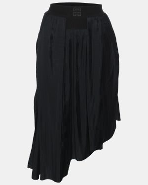 Givenchy Black Polyester Pleated Asymmetric Midi Skirt S