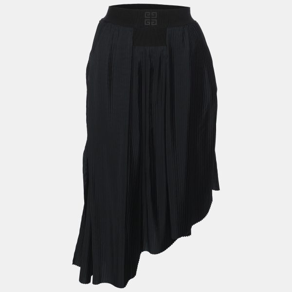 Givenchy Black Polyester Pleated Asymmetric Midi Skirt S