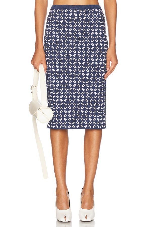 Givenchy High Waist Midi Skirt in Denim Blue - Blue. Size L (also in M, S, XS).