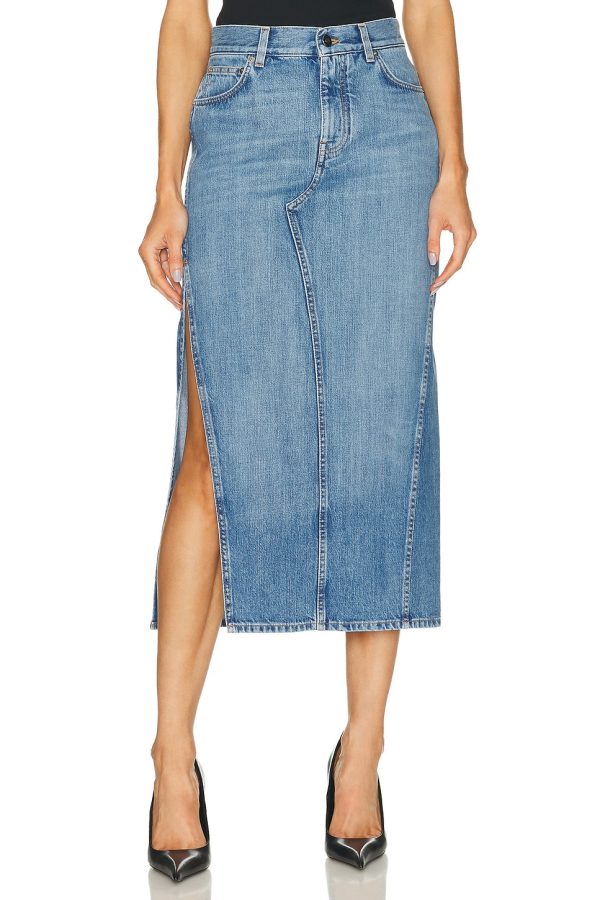 Givenchy Long Denim Skirt in Medium Blue - Blue. Size 34 (also in 36, 38).