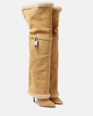 Givenchy Shark Lock Stiletto suede over-the-knee boots
