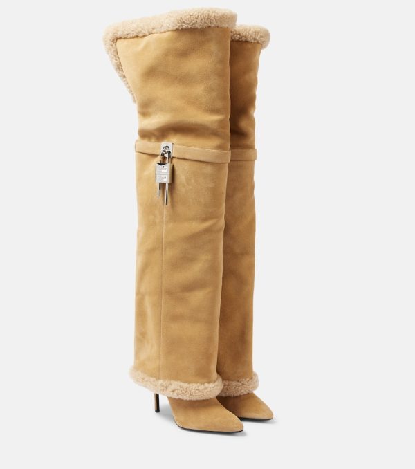 Givenchy Shark Lock Stiletto suede over-the-knee boots