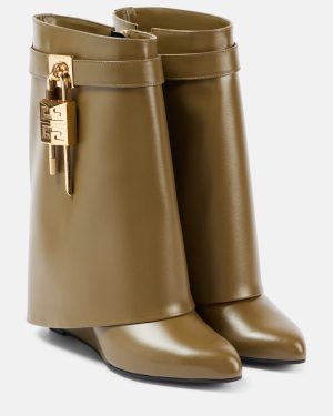 Givenchy Shark Lock leather wedge boots