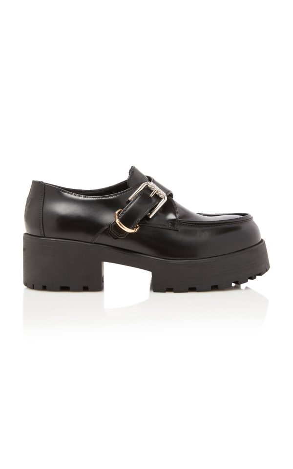 Givenchy - Voyou Leather Monk-Strap Loafers - Black - IT 37 - Moda Operandi