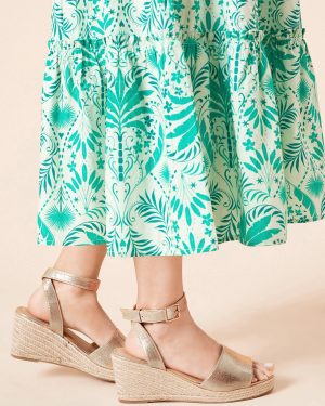 Gold DOROTHY PERKINS Rebekah Peep Toe Espadrille Wedge Sandals