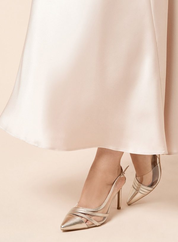 Gold DOROTHY PERKINS Wide Fit Detroit Slingback Court Shoes