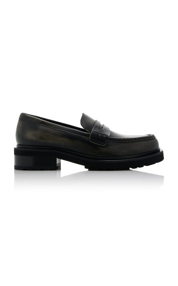 Golden Goose - Distressed Leather Loafers - Black - IT 39 - Moda Operandi