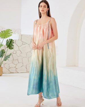 Gradient Color Shift Dress Summer Beach Long Slip Dress For Women 2025