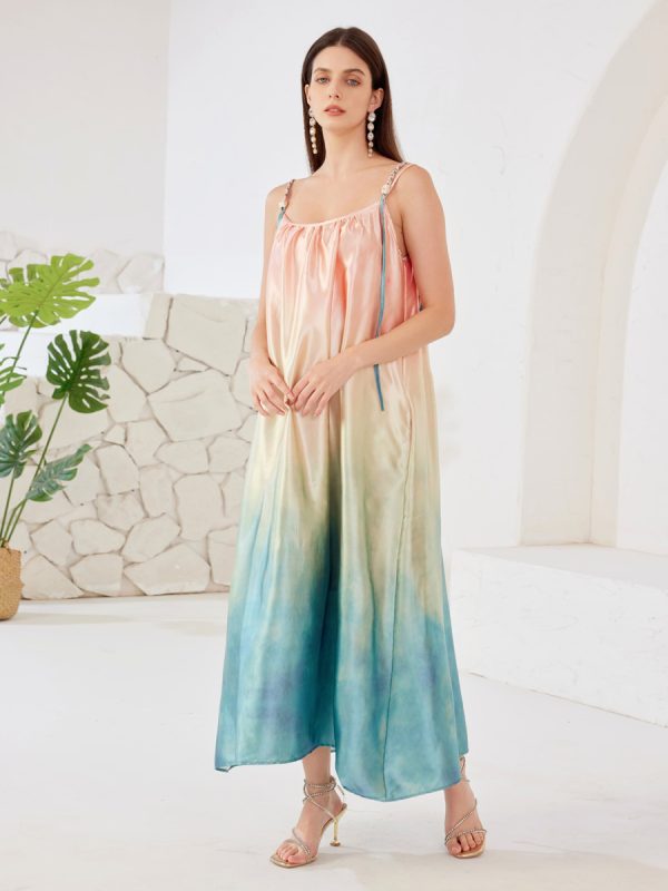 Gradient Color Shift Dress Summer Beach Long Slip Dress For Women 2025
