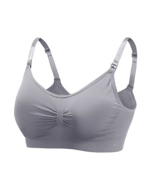 (Gray, L) Seamless gather underwear maternity nursing bra