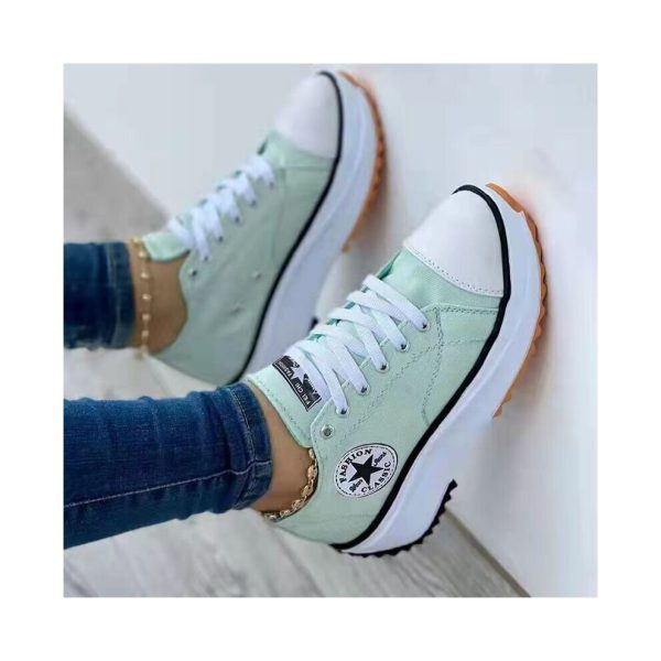 (Green, 40) Canvas Shoes Women Sneaker Platform Casual Breathable Sport Design Fashion