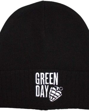 Green Day Hat Stacked Logo & Grenade Black