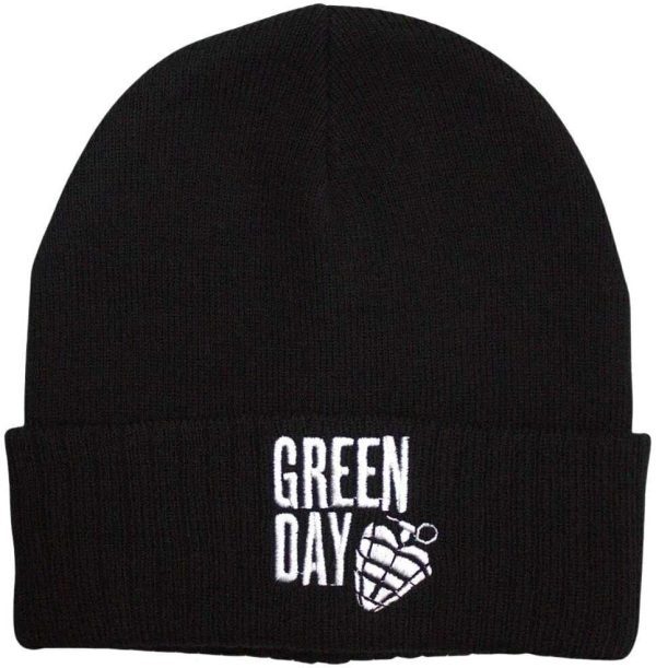 Green Day Hat Stacked Logo & Grenade Black