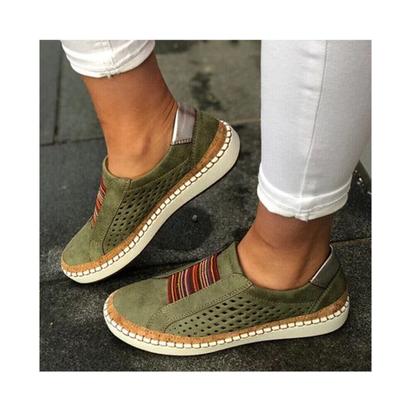 (Green, UK 5.5) Womens Slip On Pumps Trainers Loafers Ladies Sneaker Casual Flat Soft Shoes Size