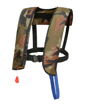 (Green camouflage) Automatic Inflatable Life Jacket Professional Swimming Fishing Vest Water Sports Surfing Kayak Ski Rescue Safety Life Jacket