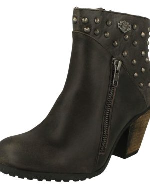 (Grey, UK 4) Ladies Harley Davidson Heeled Ankle Boots Wexford