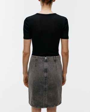 Grey Wash Denim Skirt