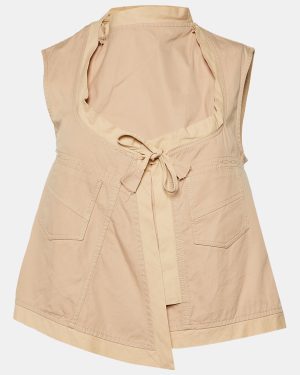 Gucci Beige Cotton Sleeveless Wrap Top S