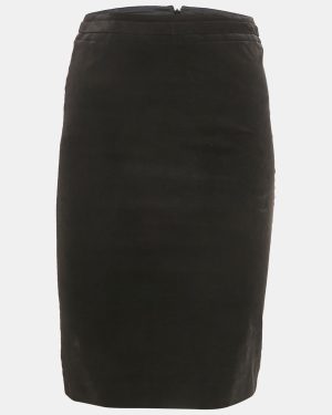 Gucci Black Velvet GG Logo Pencil Skirt S