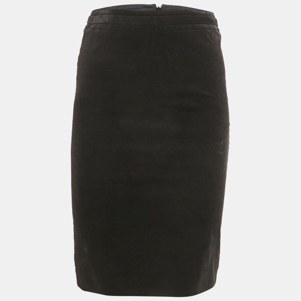 Gucci Black Velvet GG Logo Pencil Skirt S