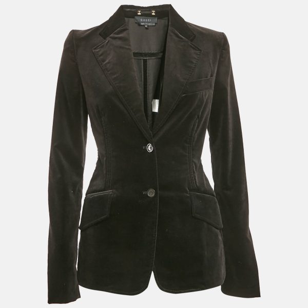 Gucci Black Velvet Single Breasted Blazer S