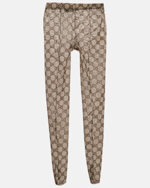 Gucci Brown GG Supreme Print Mesh Tights S