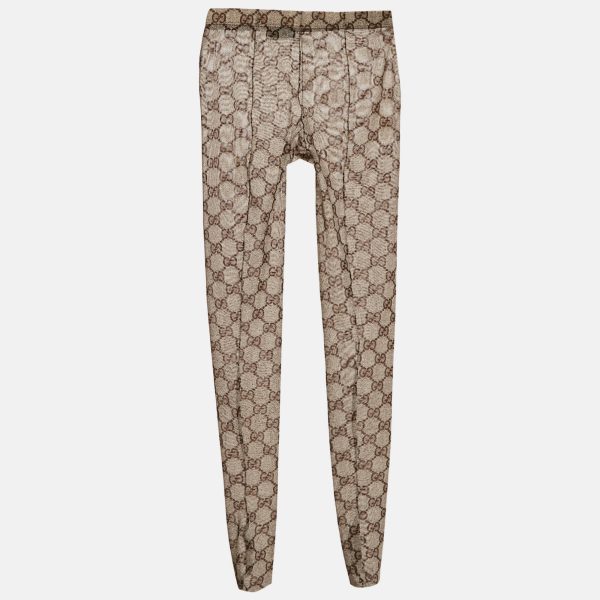 Gucci Brown GG Supreme Print Mesh Tights S