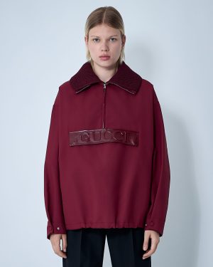Gucci Embossed Bomber Sweatshirt - Woman Jackets Red It - 40