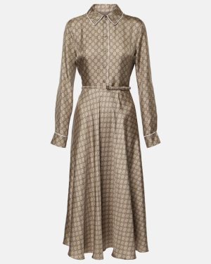 Gucci GG silk twill shirt dress