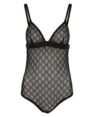 Gucci Gg-embroidered Tulle Bodysuit - Black - S