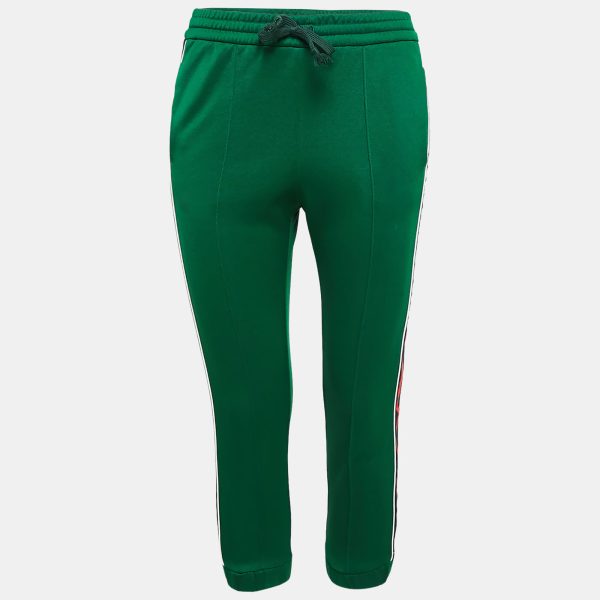 Gucci Green Jersey Side Stripe Detail Technical Joggers XXS