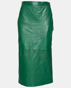 Gucci Green Leather Pencil Midi Skirt M