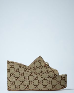 Gucci Horsebit Wedge Sandals - Woman Platforms Beige Eu - 41