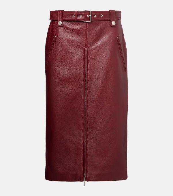 Gucci Leather midi skirt