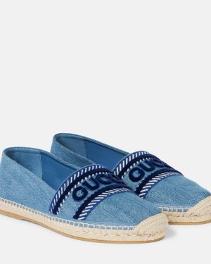 Gucci Logo embroidered denim espadrilles