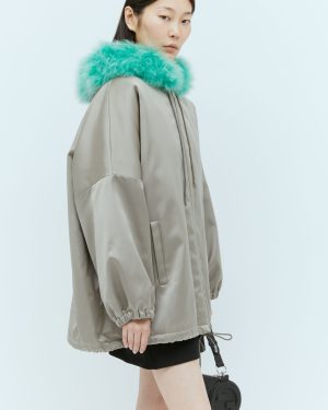 Gucci Satin Bomber Jacket - Woman Jackets Grey It - 40