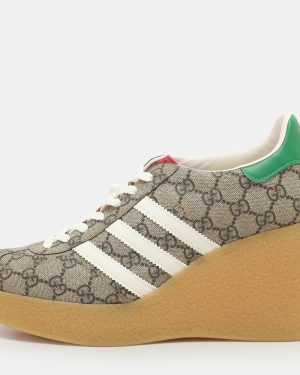 Gucci x Adidas Multicolor Coated Canvas GG Canvas Wedge Sneakers Size 41