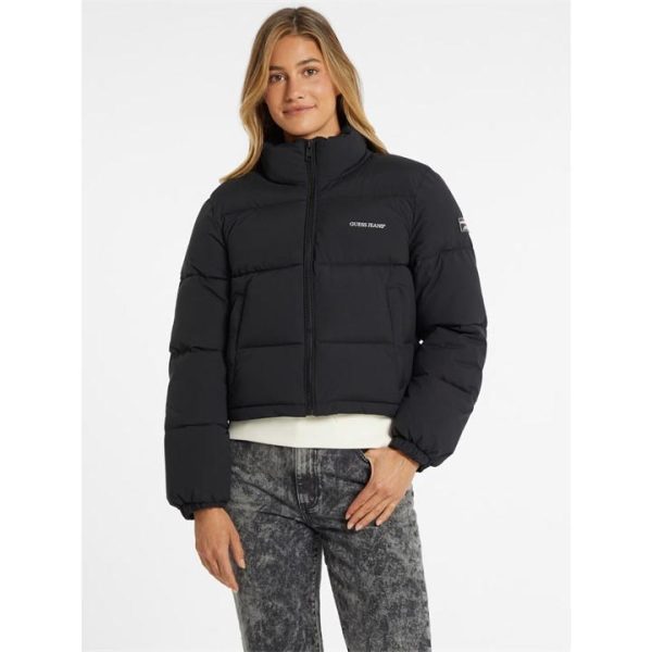Guess Cropped Puffer Jacket - Black