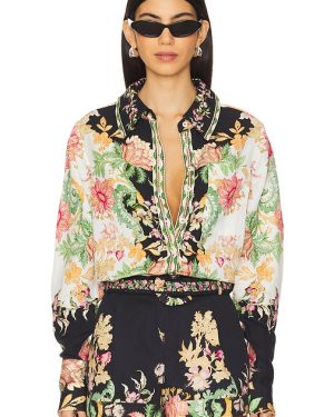 HEMANT AND NANDITA Oversized Shirt With Hand Crafted Buttons in Green. Size S.