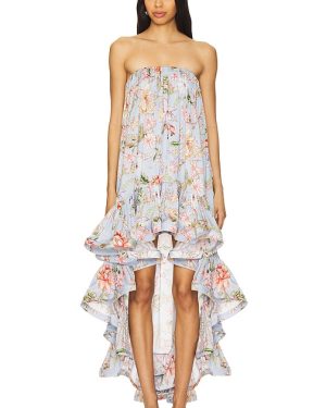 HEMANT AND NANDITA X Revolve High Low Long Dress in Blue. Size M, S, XL, XS.