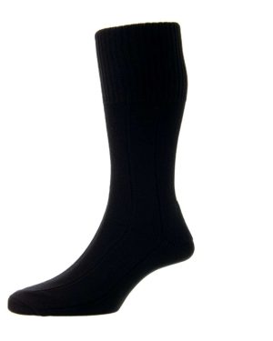 HJ Hall "Indestructible" Work Boot Sock Broad Rib Half Hose Black Socks - Size 6-11